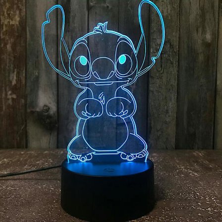 Stitch 3D Lampe Tegneserie LED Touch Switch Natlampe 7 Farver Skiftende Soveværelse Dekoration Fødselsdagsgave
