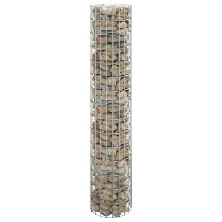 vidaXL Planteringsgabion upphöjd rund galvaniserat stål Ø30x150 cm