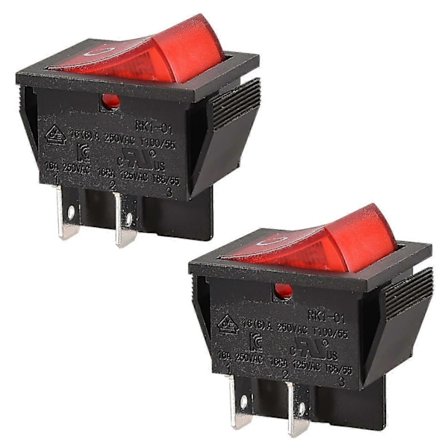 2 kpl Rocker-kytkin On-off Kcd4 -liittimet Punainen valo 16a 250vac