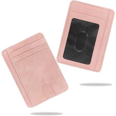 Damplånbok i läder med RFID-skydd (rosa) Pink