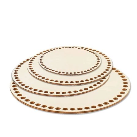 4 st runda träbottnar för virkade korgar, diameter 10 cm/15 cm/20 cm/25 cm, cirkulär träbotten, träkorgbotten
