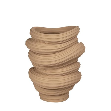 Uregelmæssig polyresin vase, 27x25x33cm, beige