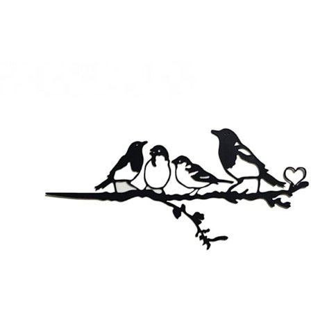 Metalvægdekoration med fugle på gren, metalfugl vægdekoration, blade vægdekoration med fuglesilhuet, have- eller altan dekoration