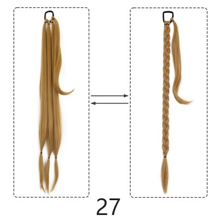 34" Erikoispitkä poninhäntä hiussolmiolla synteettinen punos poninhäntäpidennys Luonnolliset mustat hiukset Suorat tekohiukset itse punottu