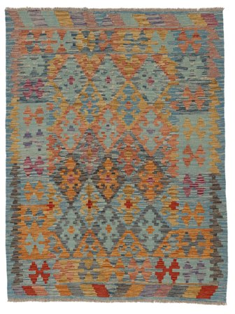 Kelim Afghan Old Stil Teppich 128X169 Braun/Dunkelgrau Wolle, Afghanistan