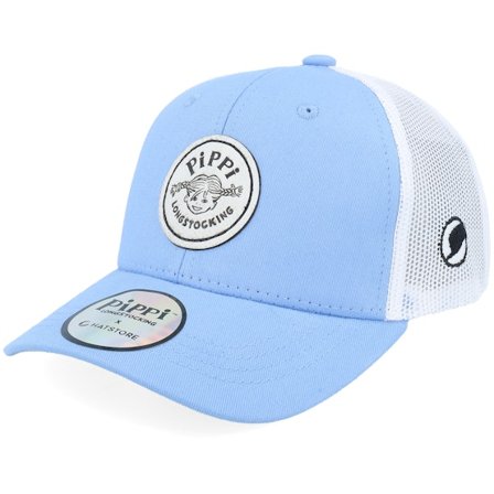 Pippi Långstrump - Blå trucker Keps - Kids Pippi B/W Logo Blue/White Trucker @ Hatstore