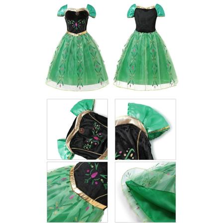 Disney Prinsessa Elsan talviklänning Tytöille Pitkähihainen Frozen 2 Halloween-asu Lapset Tuhkimo Rapunzel Tiana Mulan Anna Vihreä 150cn