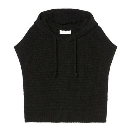 Marc O'Polo Loose sleeveless hooded jumper Sort, Dame Striktrøjer