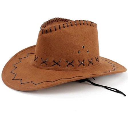 Cowboyhatt i semsket skinn, bred brem, Western-hatt i filt for menn og kvinner, brun