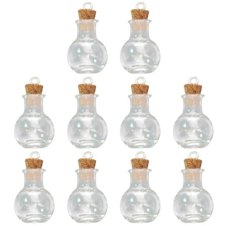 10 kappaletta lasisia korkillisia pulloja mukautettuihin kaulakoruriipuksiin, kirkkaita lasisäiliöitä