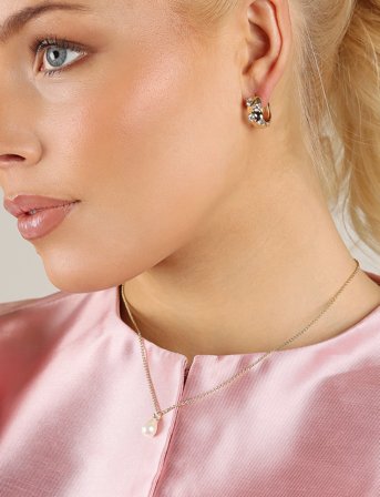 SNÖ of Sweden Jen Stone Wide Ring Ear G/Clear - Onesize - Gold - ONE SIZE