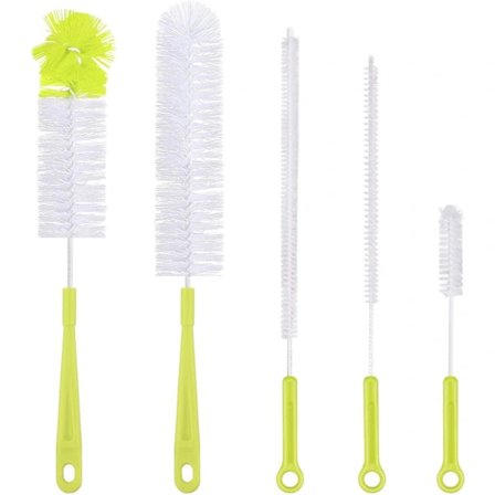 5 stk Flaskebørster, Rengjøringsbørste, Lang børste for rengjøring av øl-, vin-, sportsvannflasker, vannkoker