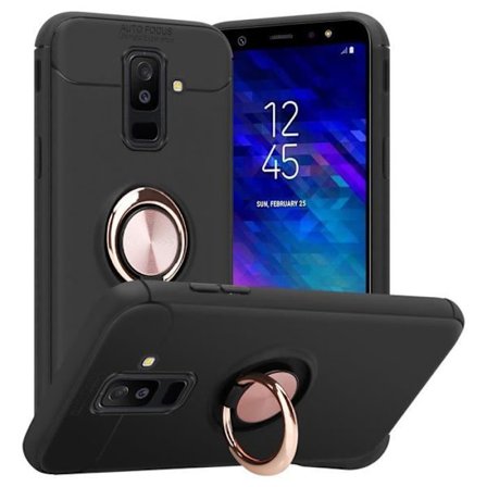 Fodral till Samsung Galaxy A6 PLUS 2018 Skal i SVART - ROSE GOLD Fodral Skydd Focus Ring Silikon TPU