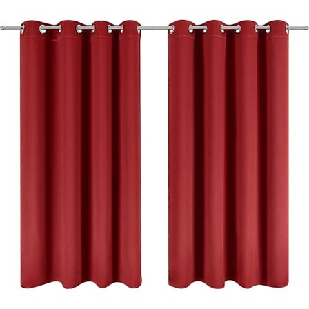 Sett med 2 mørkleggingsgardiner 140x145 cm - Rød mørkleggingsgardin - Mørkleggingsgardin med øyebøtter - Dobbel mørkleggingsgardiner