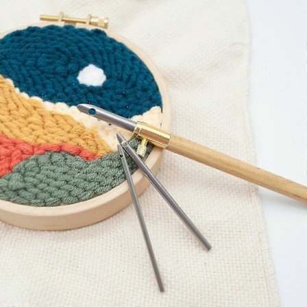 Punch Needle broderinål med træhåndtag, kompatibel med tråd eller garn