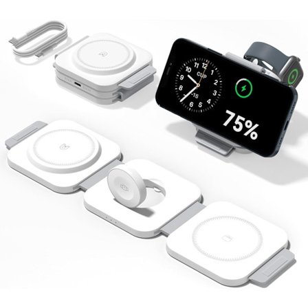2025 Uusin malli 3-in-1-latausasema Apple-laitteille, kokoontaitettava magneettinen nopea langaton lataustelakka, matkalatausalusta