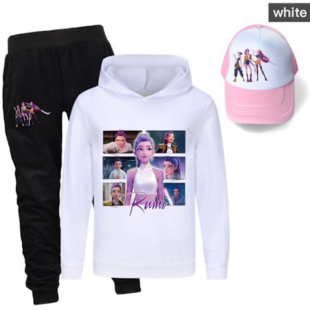 Kpop Demon Hunters jentesett med 3 deler bestående av sweatshirts, bukser og solhatter for gutter og jenter