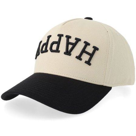 Iconic - Beige adjustable Keps - Happy Upside Down Stone/Black A-frame Adjustable @ Hatstore