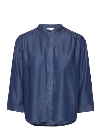 Blouse Denim Look Bluse Langermet Blå Tom Tailor*Betinget Tilbud