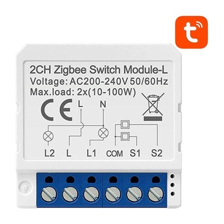 Smart strömbrytarmodul ZigBee Avatto LZWSM16-W2 Ingen neutral TUYA