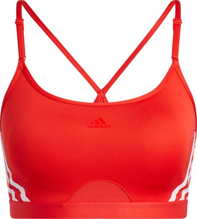 Adidas Women's Aeroreact Training Light Support 3Stripes Bra Women undergarment Red XS/A-C