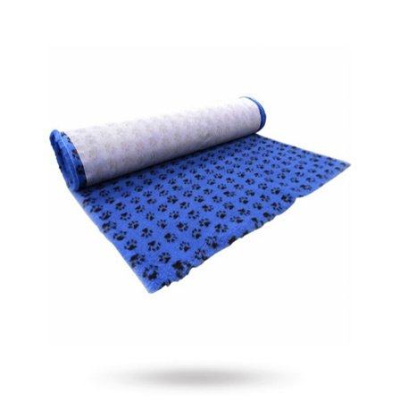 Companion - Companion ProFleece Hundeteppe - Blå/Sort Med Poter 100x75 cm