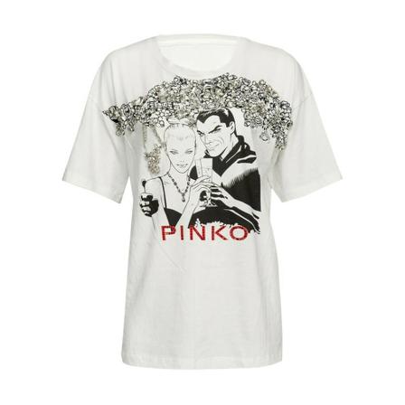 Pinko, T-Shirts Wit, Dames, Maat:S