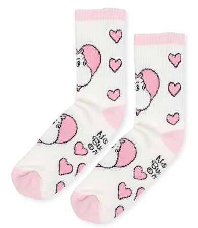 Mummi Sokker Mummitrollet Retro-Hjerte-Hvit Dame str.36-42