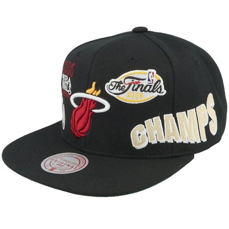 Mitchell & Ness - Negro snapback Gorra - Miami Heat World Champs Black Snapback @ Hatstore