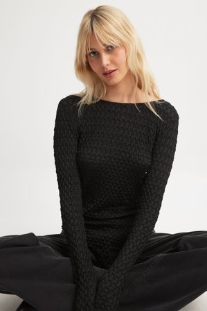 NA-KD High Slit Structured Top - Sommer toppe - Sort - S