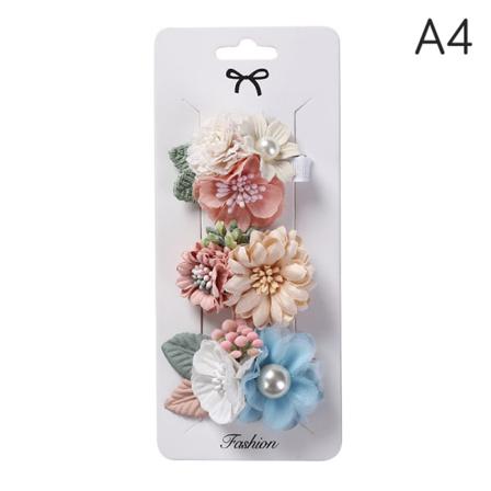 3 St/ Set Konstgjorda Blomma Baby Hårklämmor Pearl Chiffong N