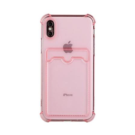 Iphone Xs Max Stöttåligt Skal Med Korthållare - Rosa Rosa