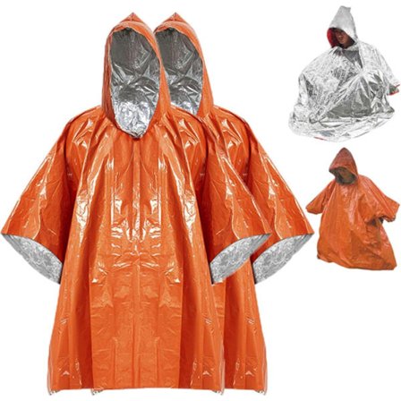 Poncho - 2 stycken - Regnponcho - Nödregnrockar - Unisex Regnoverall - Värmebevarande & Regn