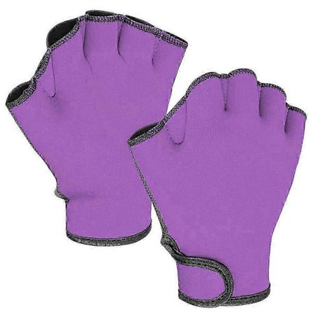 Par bløde aqua handsker våddragt padle fingerløse surf svømmehandsker sports vand gymnastik og svømme modstandstræning handsker lilla