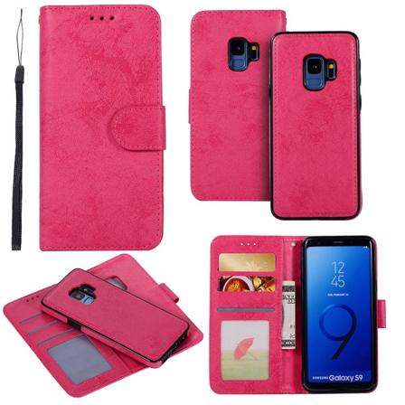 Samsung Galaxy S9 - Silke-Touch Etui med Pung og Skal Rosa