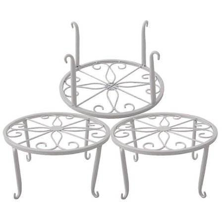 Metal Plantestativ Gulv Blomsterpotteholder Jern Kunst Plantestativer Potteholder, 3 Stykker i Én Pakke (B