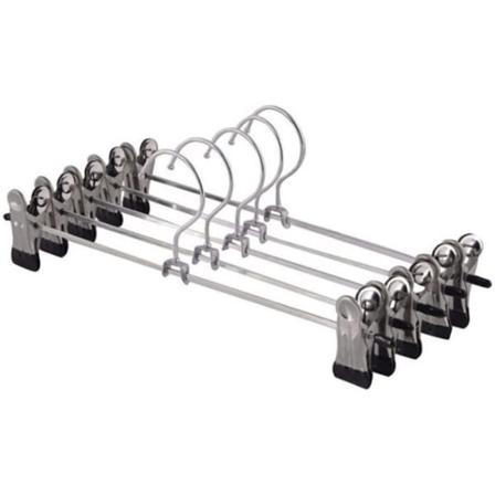 10 kappaleen metalliset vaateripustimet housuripustimet | 28,5 cm leveät | Kumiset pidikkeet | Metalliset kiinnikkeet | Liukumattomat hamehenkarit