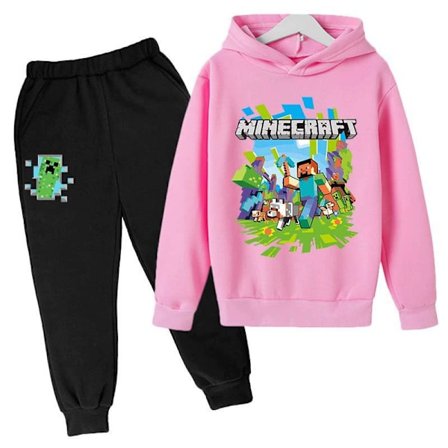 Minecraft Peli Verryttelypuku Lapset Unisex Urheilu Huppari Housut Asusetti Harmaa Harmaa 13-14 Vuotta