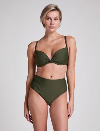 Hunkemöller Luna High-Waisted Shaping Cheeky Bikini Bottoms - Green - S
