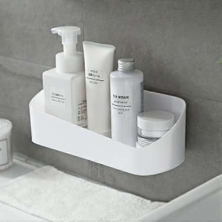 Vattentät Duschhylla Plast Badrumshylla Ingen Borrning Duschkorg (26,5*9cm, Vit) (FMY)