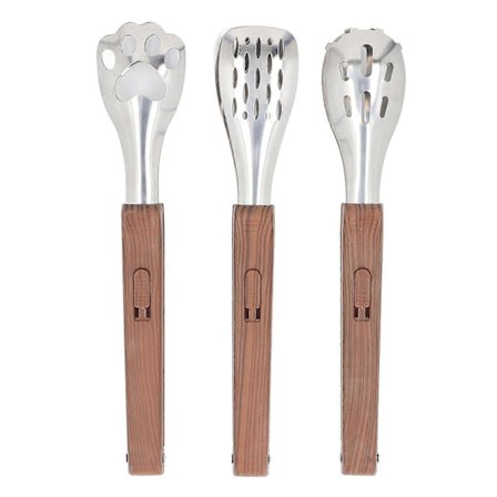 3 stk. Madlavnings Tang Sæt 25 cm 304 Rustfrit Stål med Plastikender Grill Serverings Køkkenredskab WYX