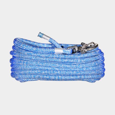 Sheet line with spliced sheet snap hook NOCK Soteskär Pro, UHMWPE 78-core, 32-braided polyester cover, blue/white, 15 metres x Ø10 mm
