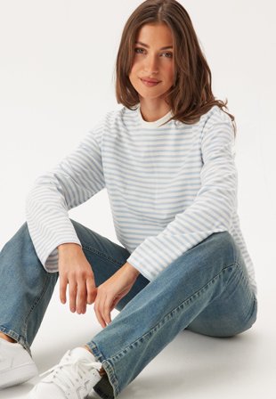 Pieces - Pcsadie LS Top - Cloud Dancer Stripes:CASHMERE