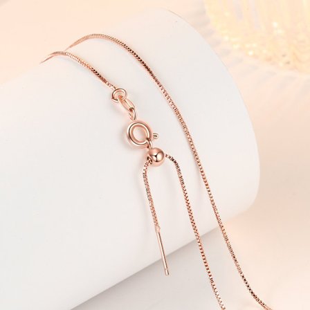 Rosegullkjede [0,8 mm tykk 45 cm lang-Halskjede - Kobberkjede -