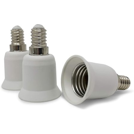 Sett med 3 lampefotadaptere - Hvit - E14 til E27 sokkel - for energisparende halogen- og LED-pærer
