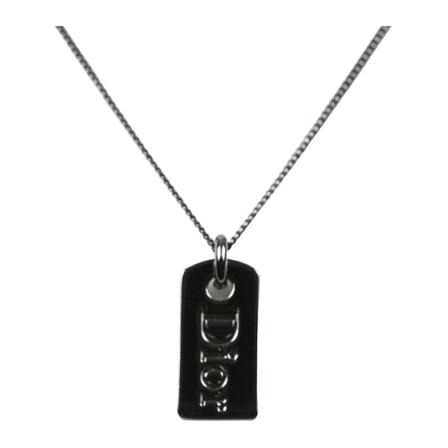 Dior Vintage Pre-owned Logo Plate Halsband svart, Dam Vintage Smycken, Dam, Storlek: ONE SIZE