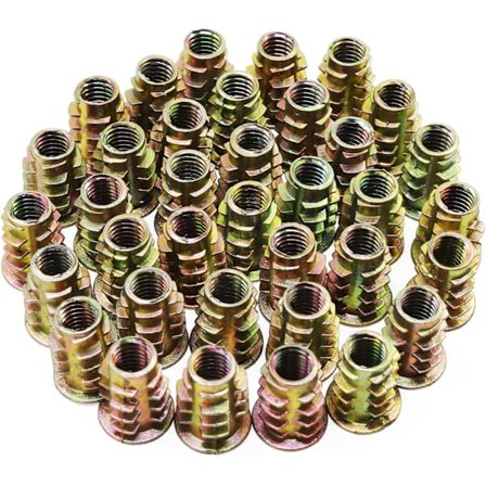 50 st M6 Zinklegering Sexkantskruvar med gänginsatsmuttrar för trämöbler