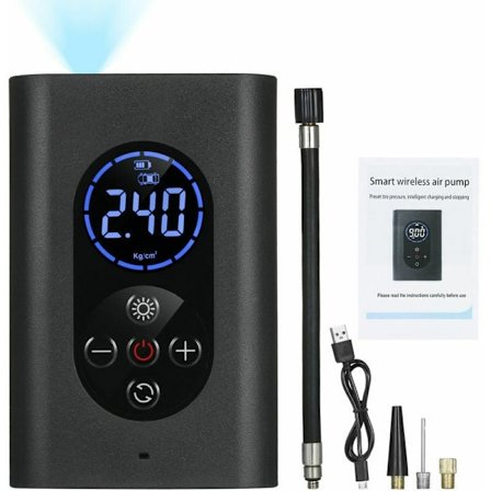 Bærbar Luftkompressor til Dækpumpe 150PSI Elektrisk Luftpumpe med Manometer LED-lys 4000mAh USB Genopladelig