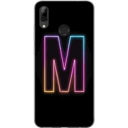 Yhteensopiva Puhelinkuori Huawei Huawei P smart 2019 Neonkirjain M värinvaihtuva valotehoste mustaa taustaa vasten, moderni minimalistinen typografia