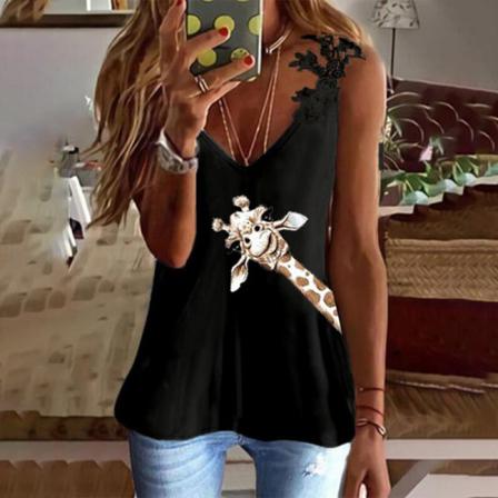Ärmlösa Linnen För Kvinnor Med V-hals T-shirts